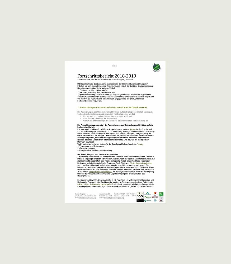  Fortschrittsbericht ‘Biodiversity in Good Company’ Initiative